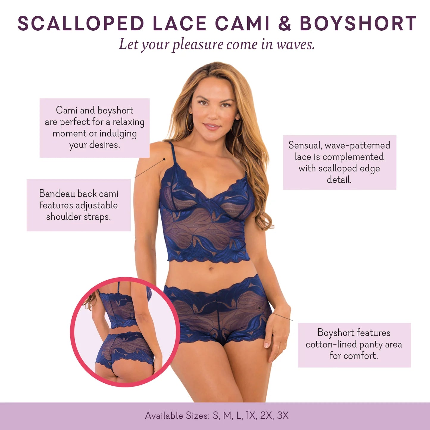 Scalloped Lace Cami & Boyshort