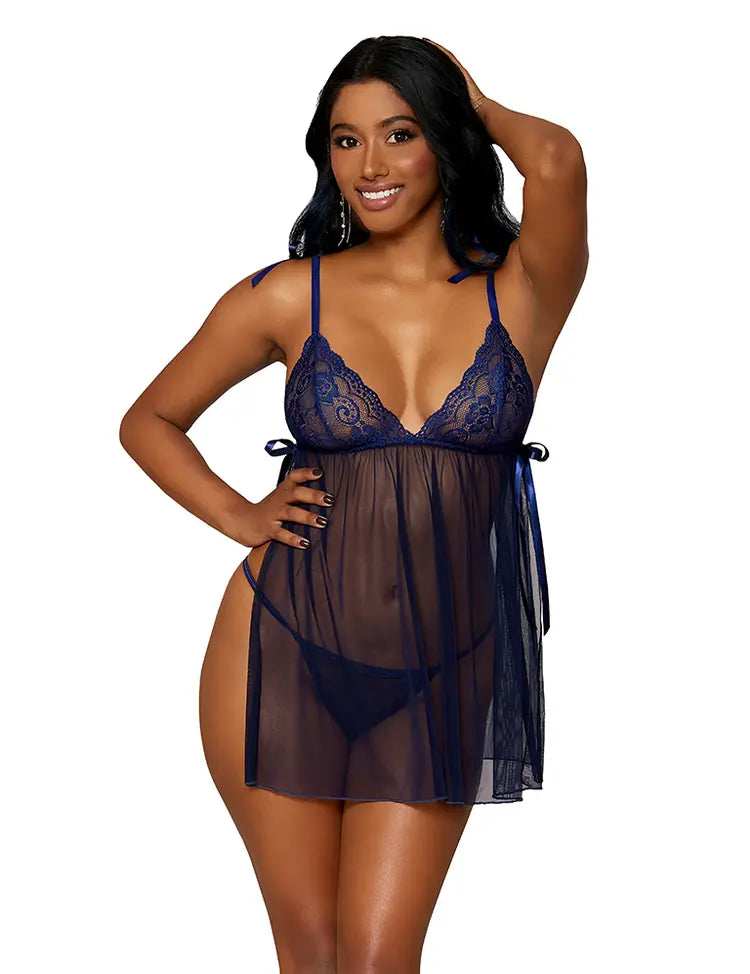 Bow-tied Babydoll & Matching G- String