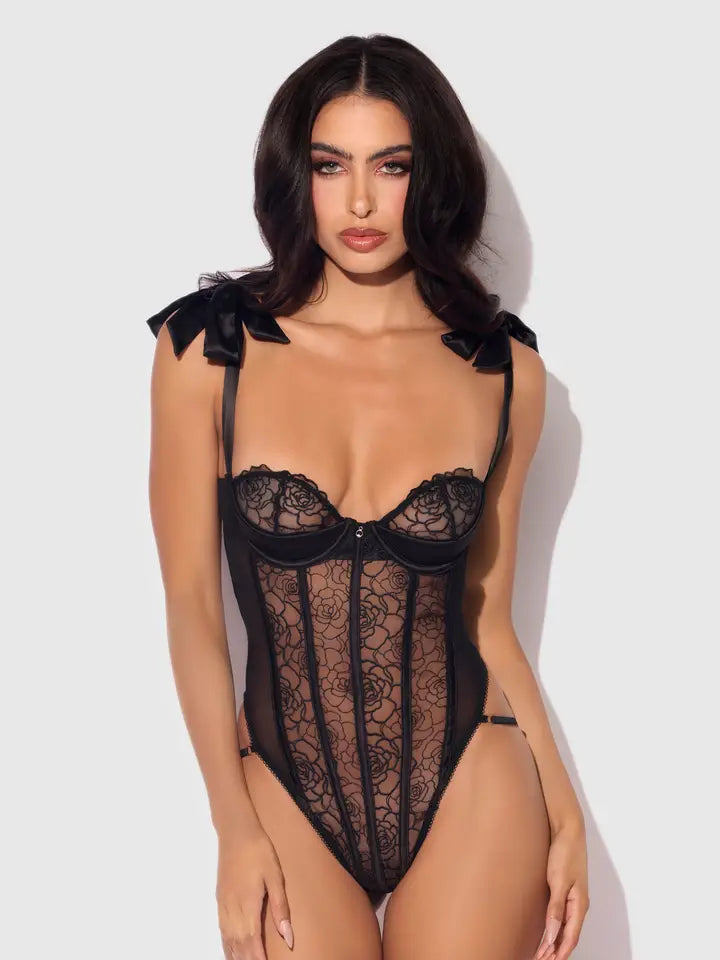 Rosalie Embroidered Lace Teddy
