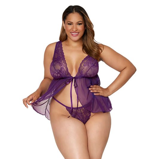Open = Front Sheer Babydoll & G- String
